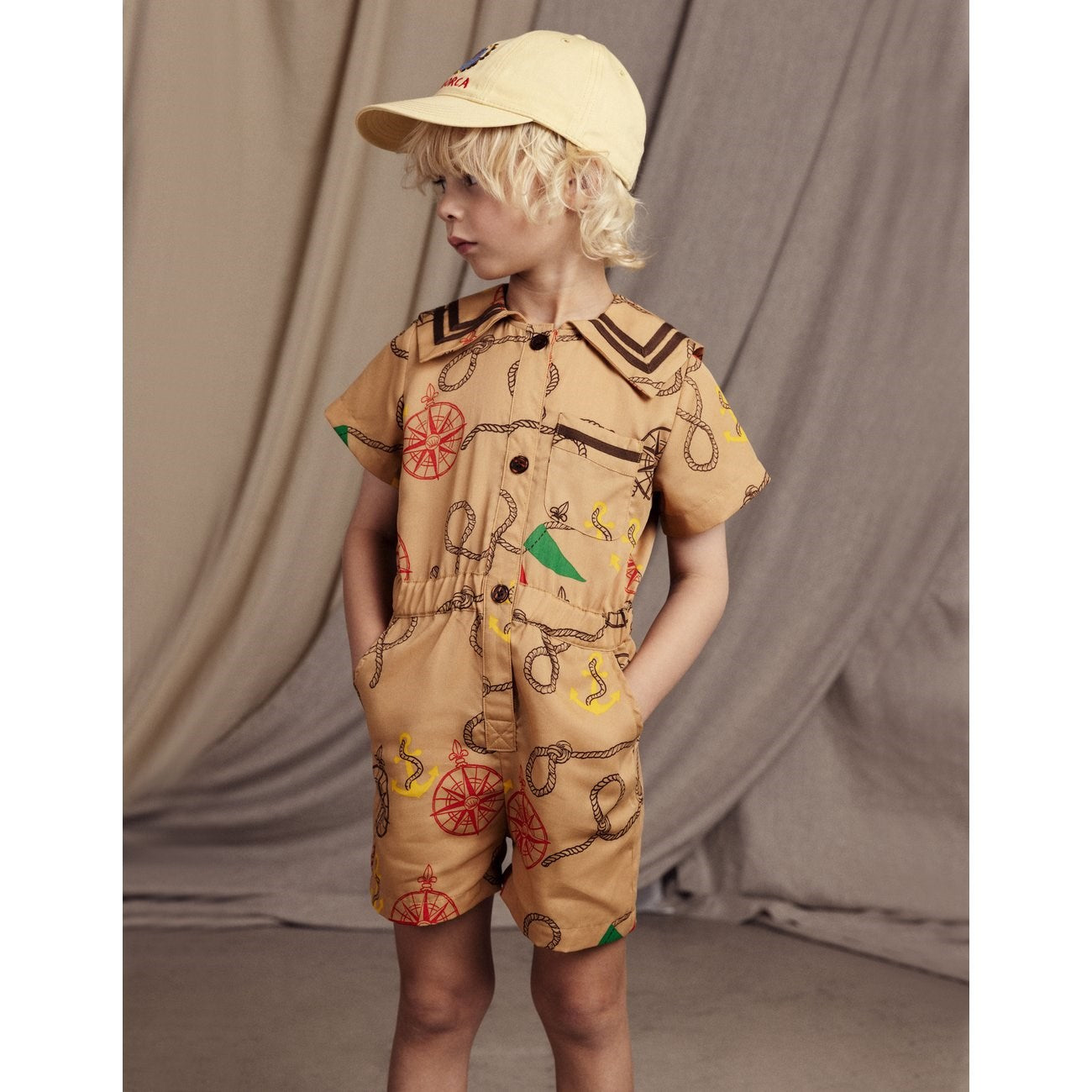 Mini Rodini Yellow Parrot Embroidery Soft Cap