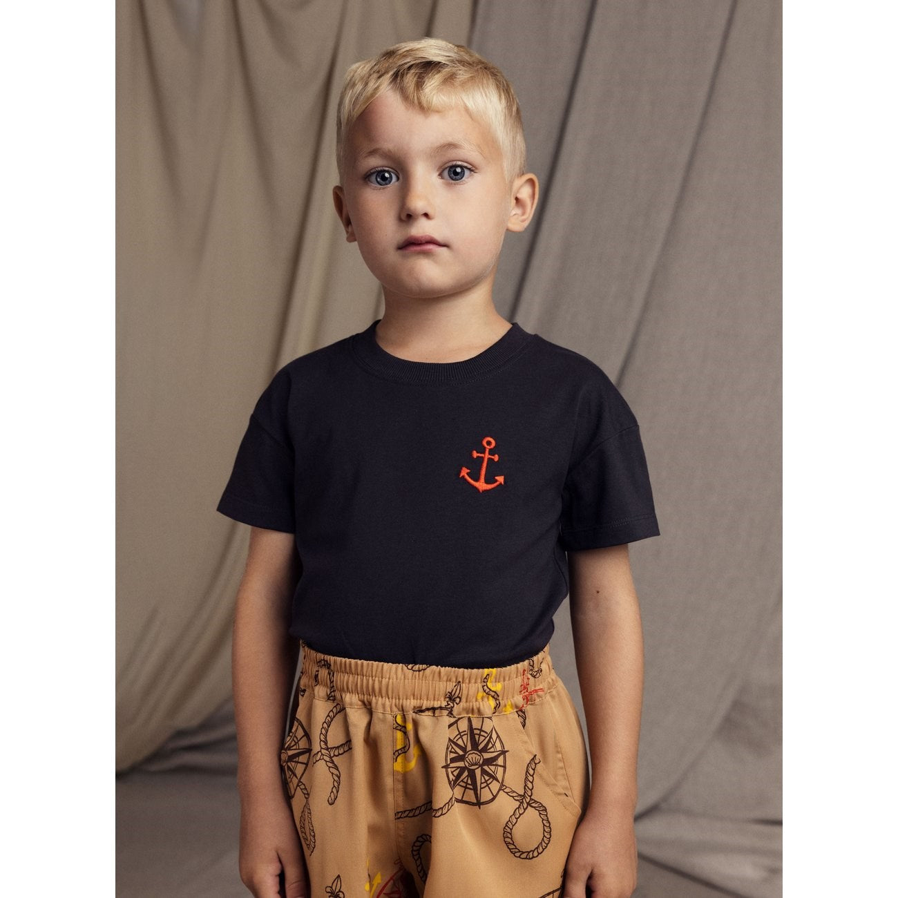 Mini Rodini Beige Nautical AOP Woven Shorts