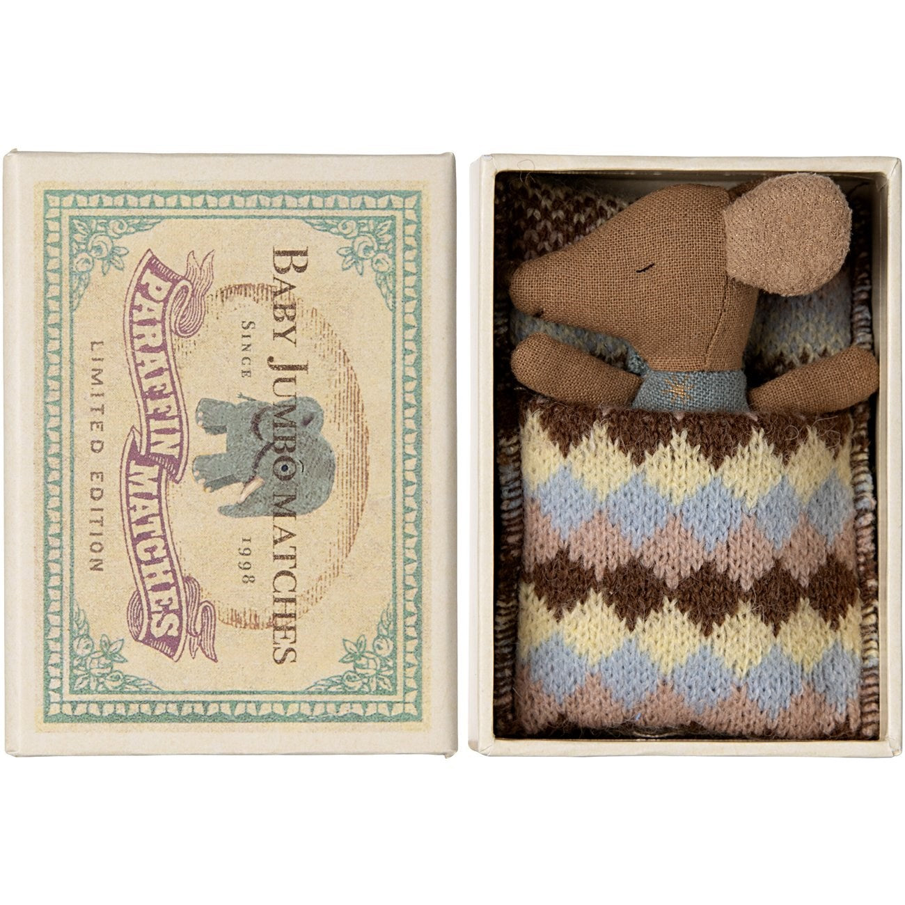 Maileg Sleeping/Awake Baby Mice in Matchbox - Blue