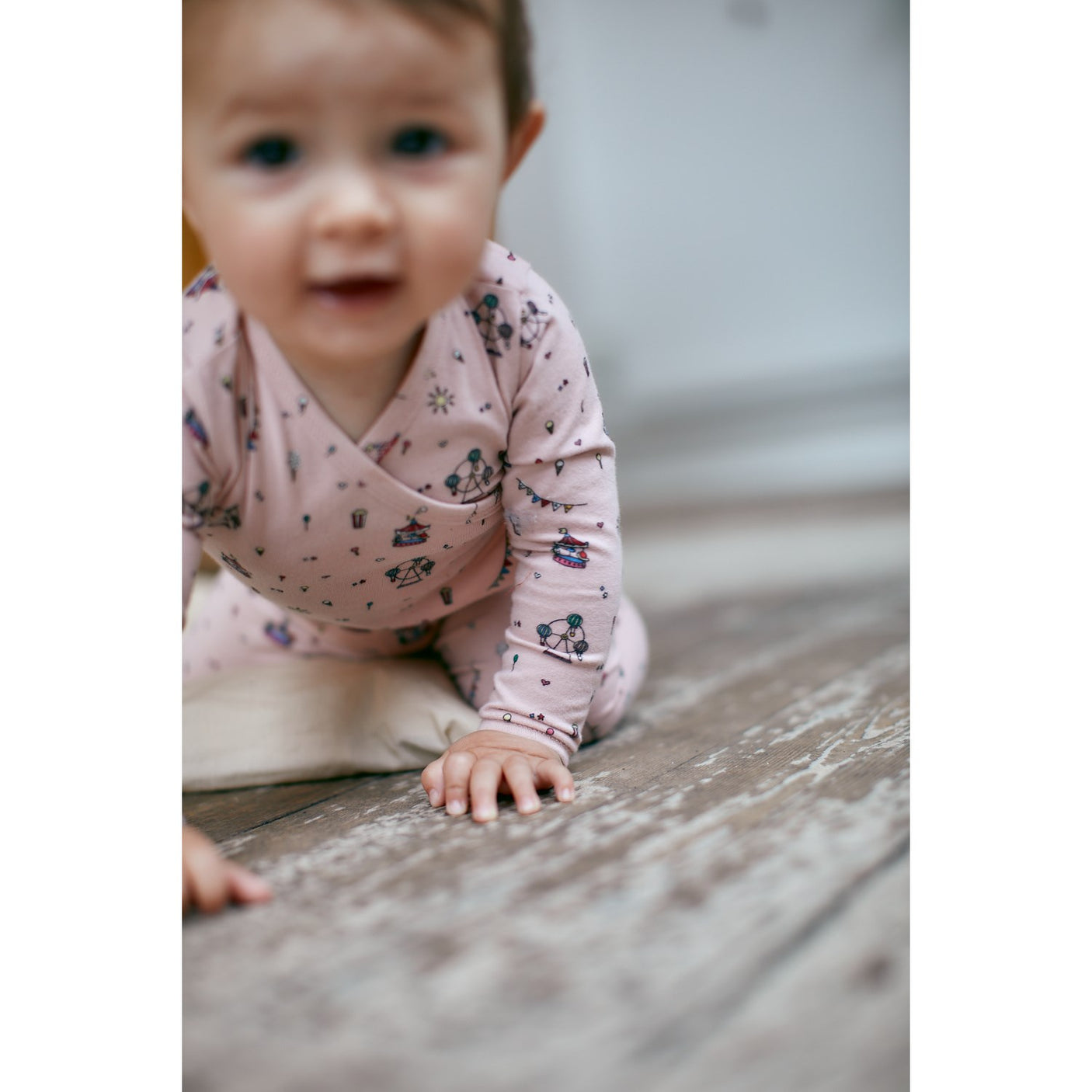 Copenhagen Colors Dusty Rose Tivoli Print Jersey Crossover Body W Print Ls