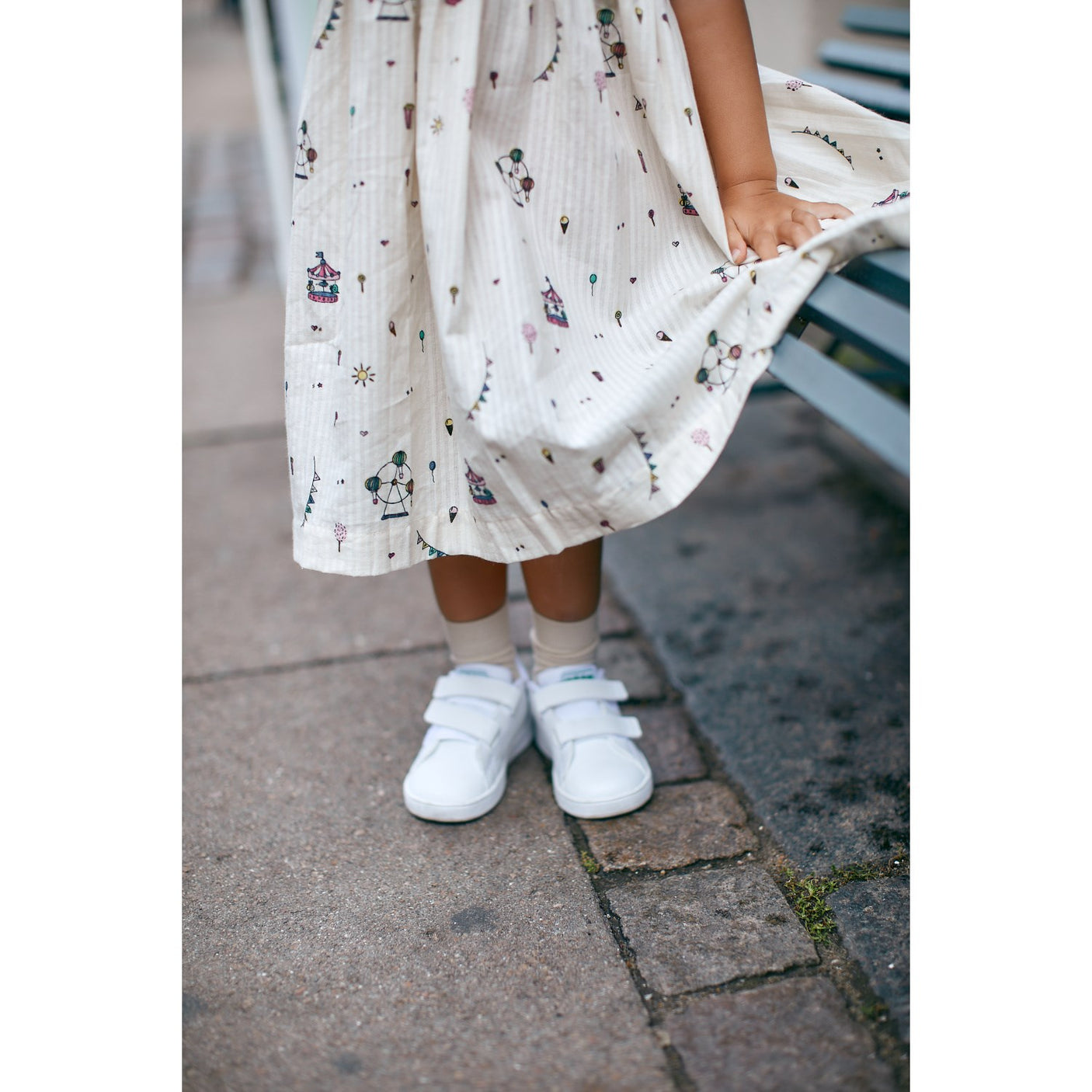 Copenhagen Colors Cream Tivoli Print Printed Dress W. Ruffle Sleeves