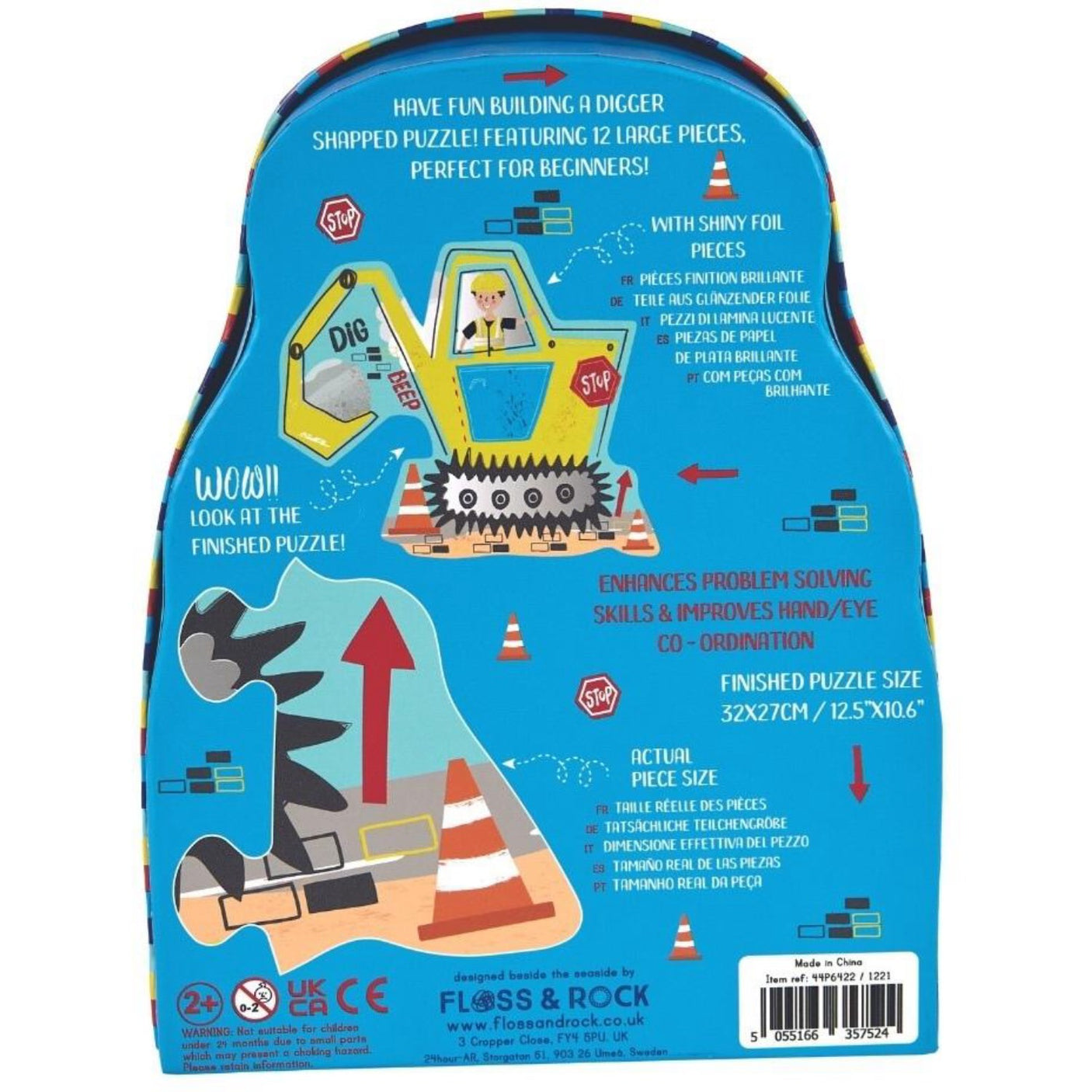 Floss & Rock Puslespil m. formet motiv & æske 12 brikker Digger