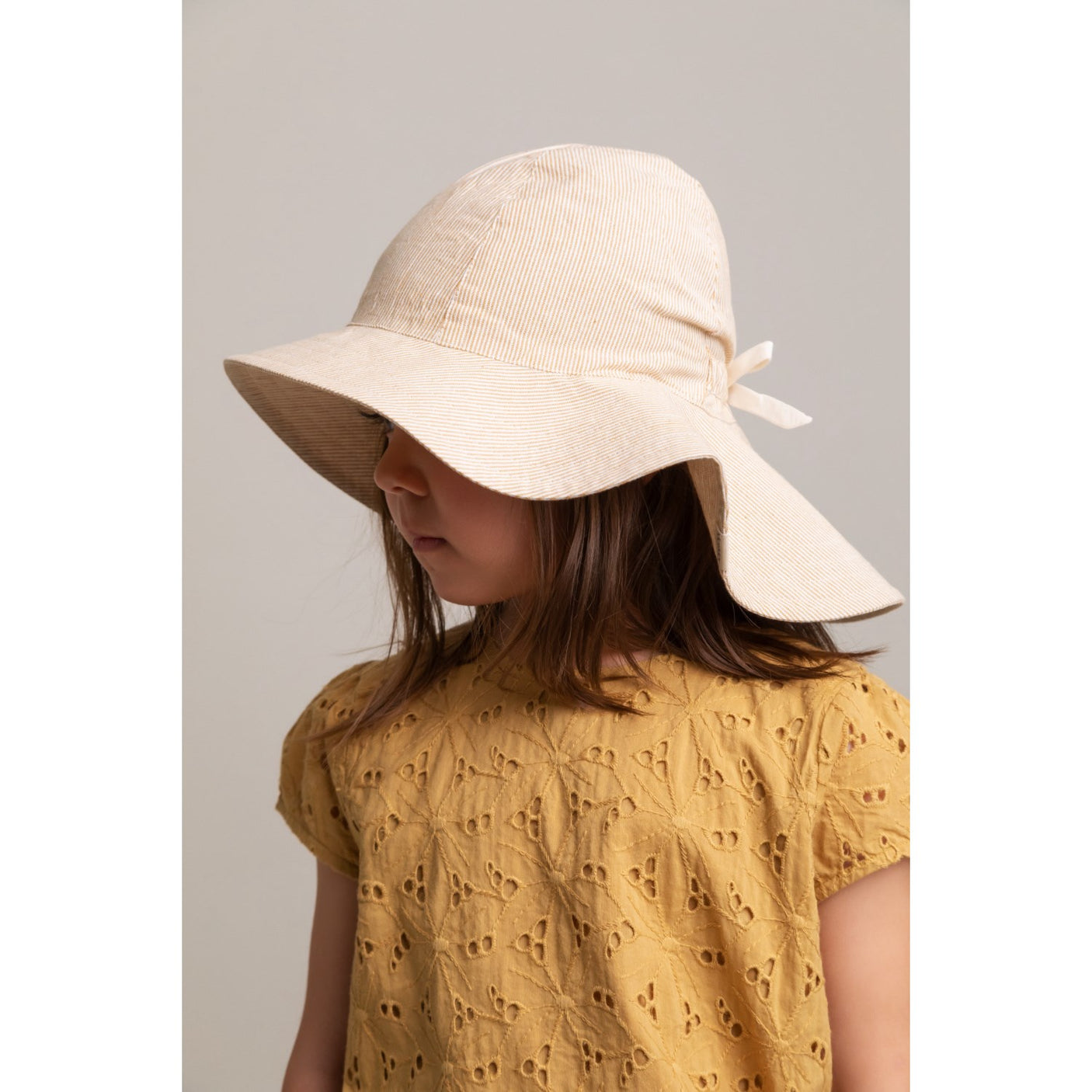 MarMar Fine Cotton Dijon Stripe Alba Long Sun Hat