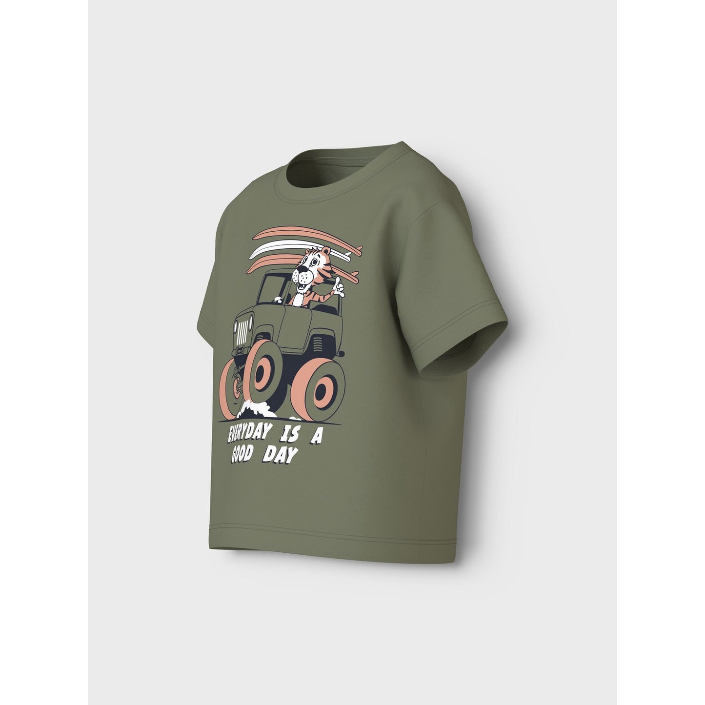 Name It Oil Green Everyday Is A Good Day Vagno Loose T-Shirt