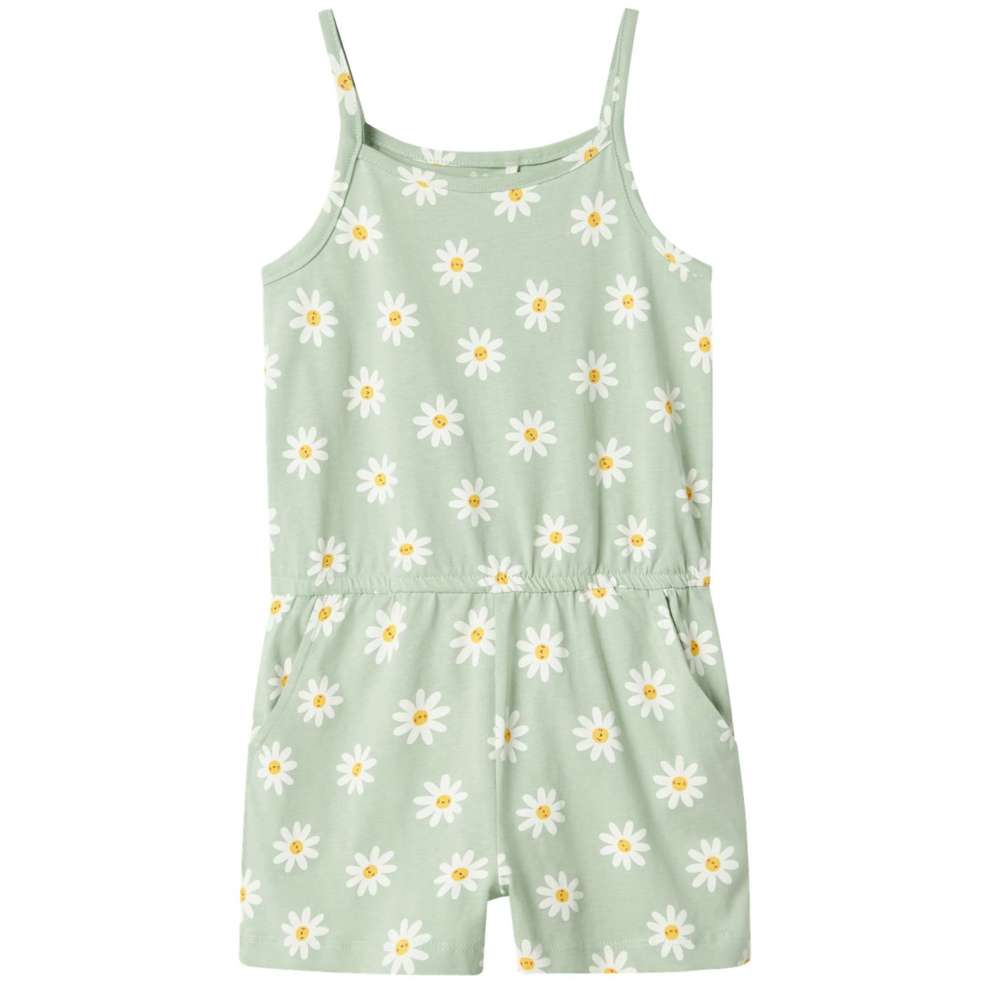 Name It Silt Green Daisy Flowers Vigga Strap Suit Noos