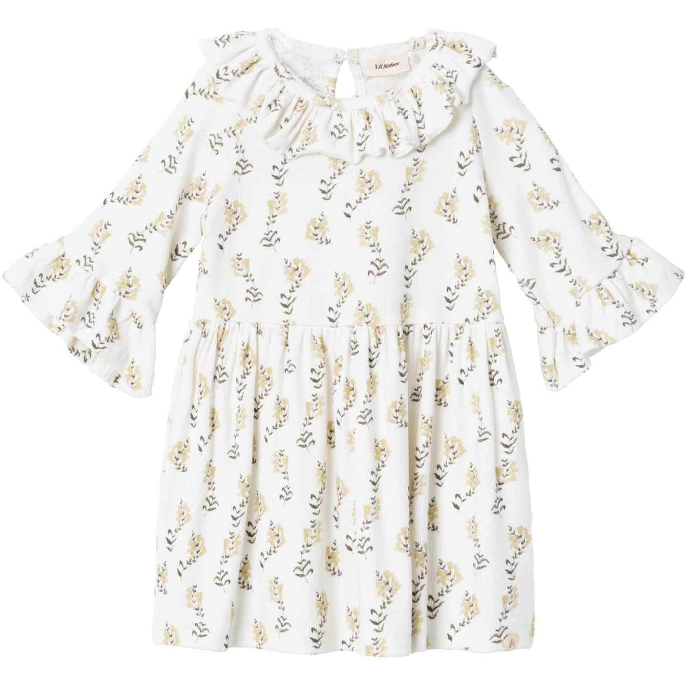 Lil'Atelier Coconut Milk Yellow Flower Gavo 3/4 Loose Dress