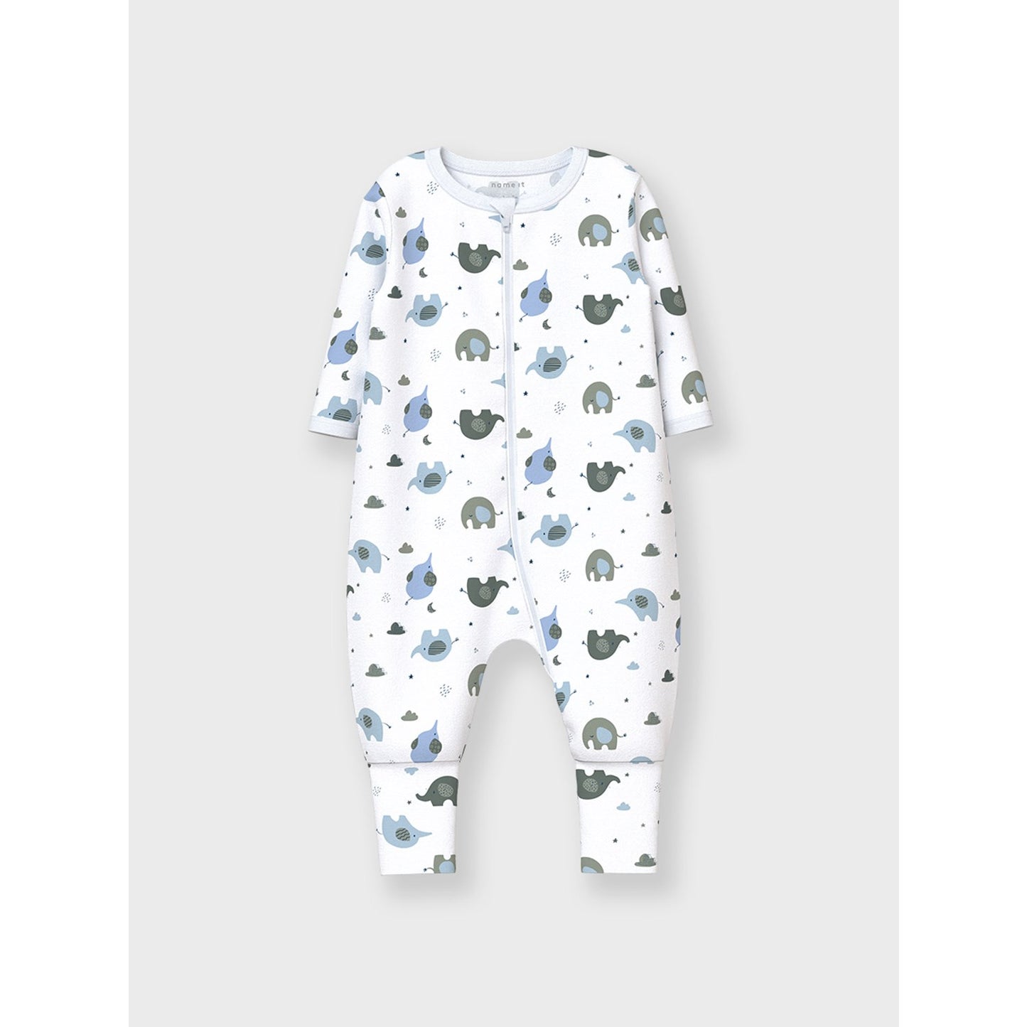 Name It Baby Blue Nightsuit 2-pack Zip Elephant Noos