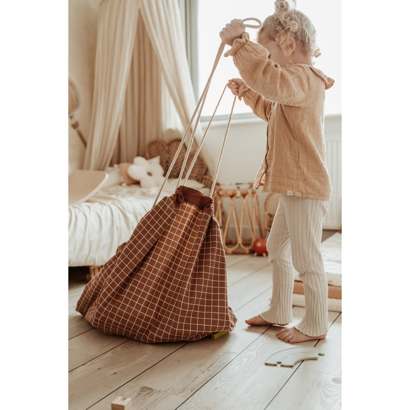 Play&Go Organic Grid Brown 2-in-1 Playmat