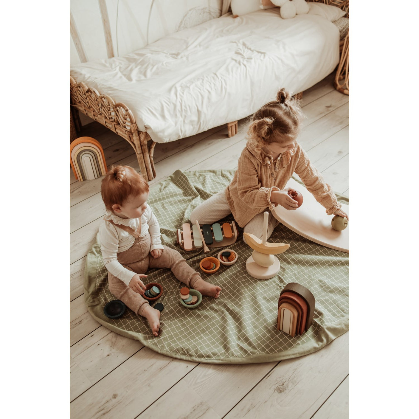 Play&Go Organic Grid Green 2-in-1 Playmat