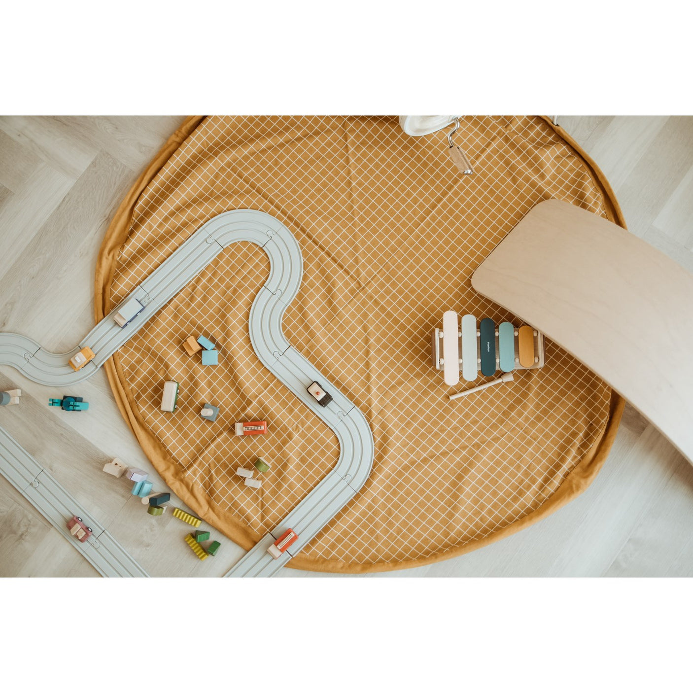 Play&Go Organic Grid Mustard 2-in-1 Playmat