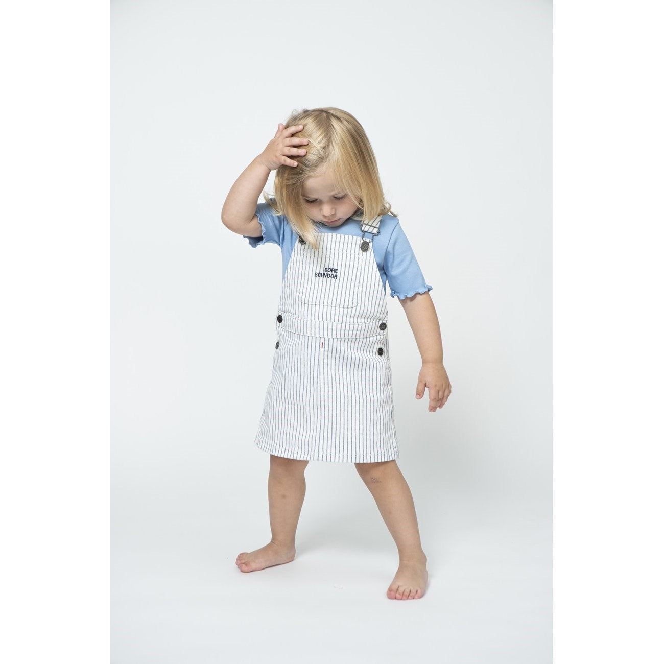 Sofie Schnoor Blue Striped Overall Dress