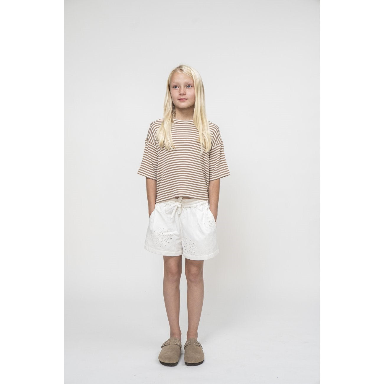 Sofie Schnoor Beige Striped T-Shirt