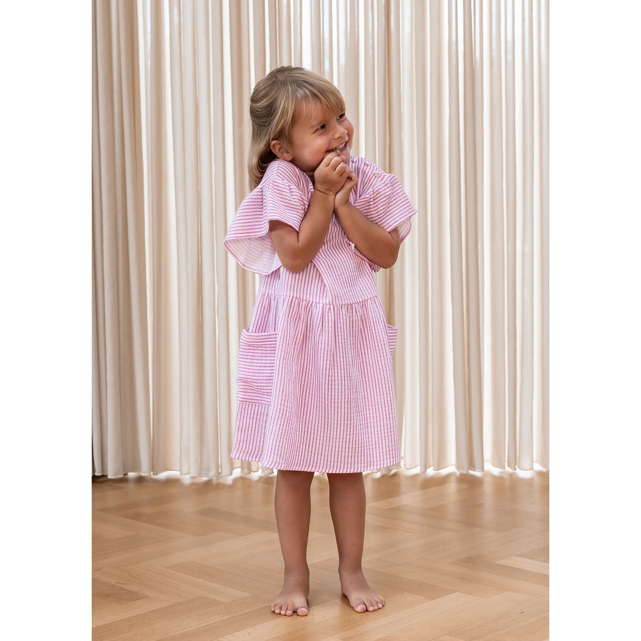 Fliink Cloud Dancer Pink Stripe Ciao Stripe Dress