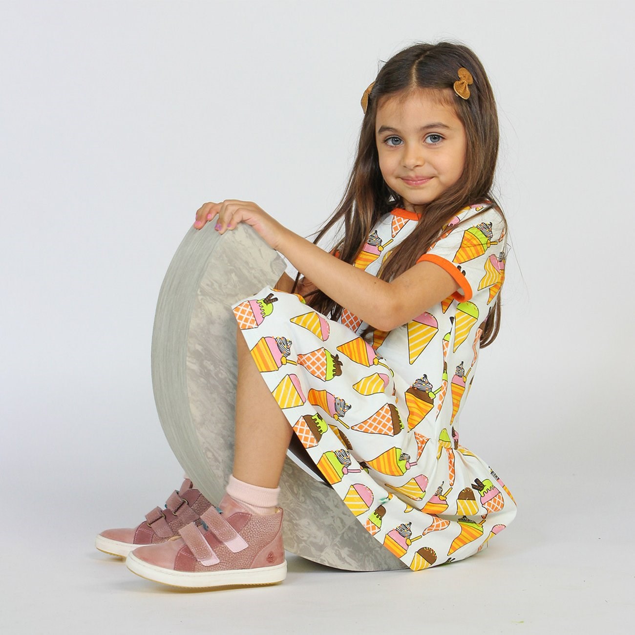 Småfolk Cream Short-Sleeved Dress With Ice Cream