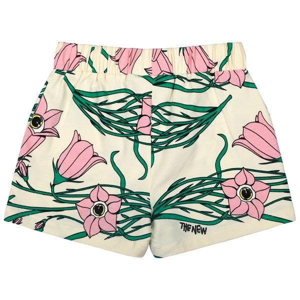 The New White Swan Campanula Flower AOP Kylie Shorts