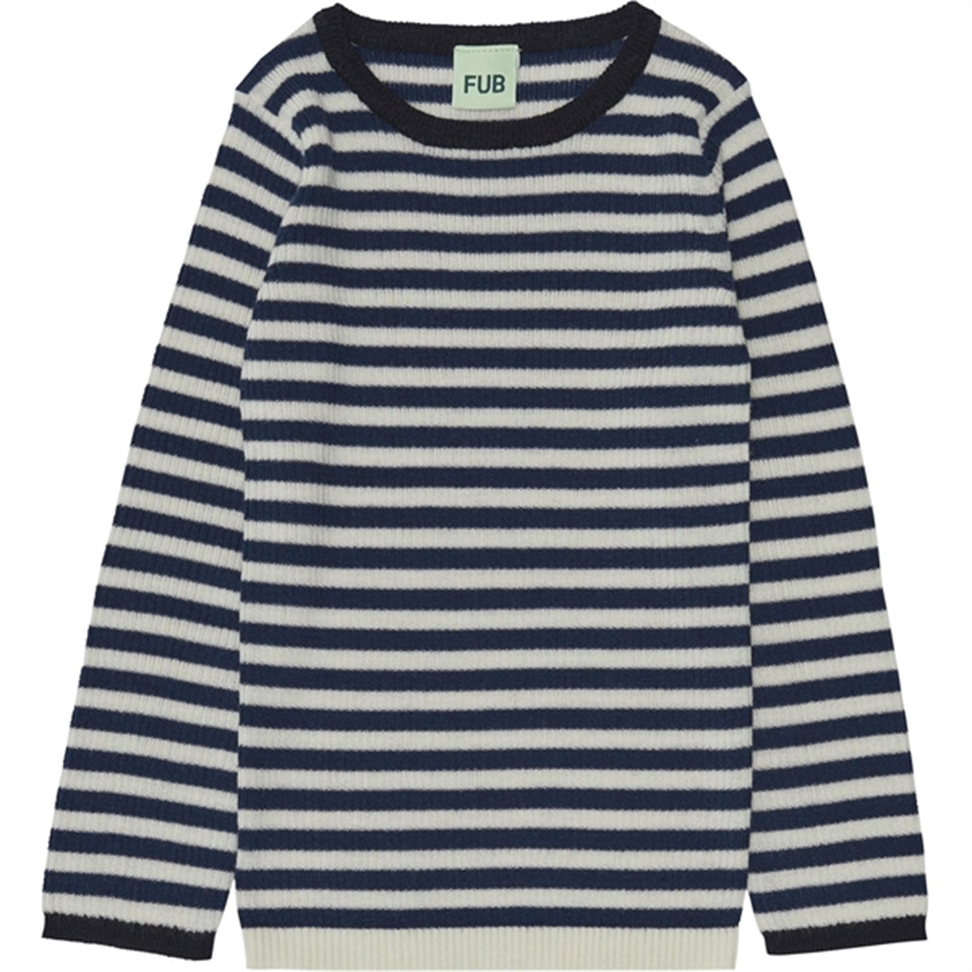 FUB Rib Blouse Ecru/Royal Blue