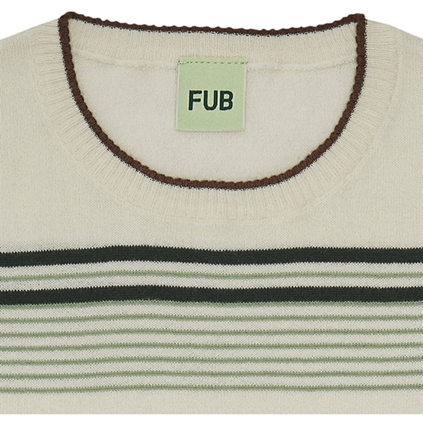 FUB Striped T-Shirt Ecru/Deep Green