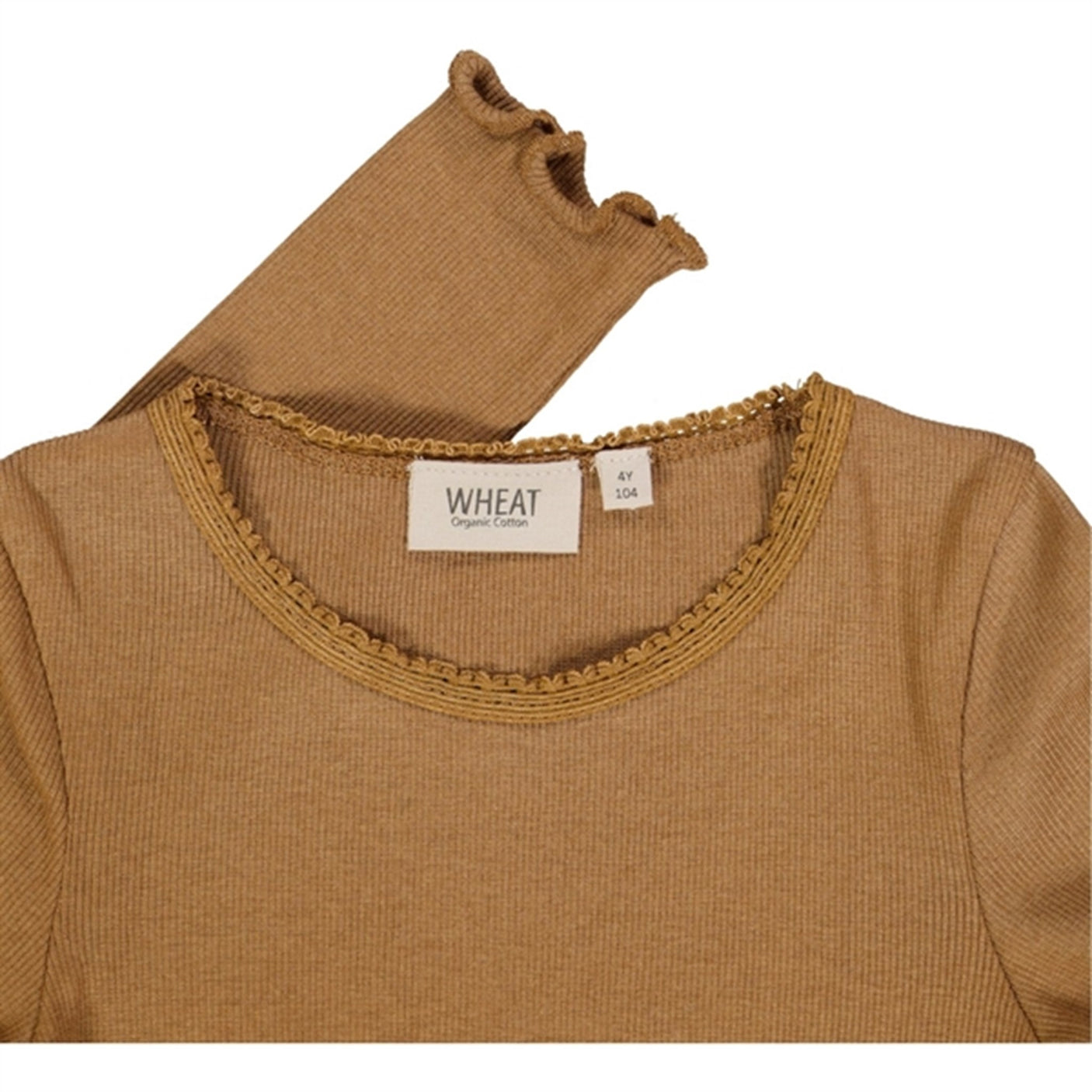 Wheat Caramel Rib Lace Blouse