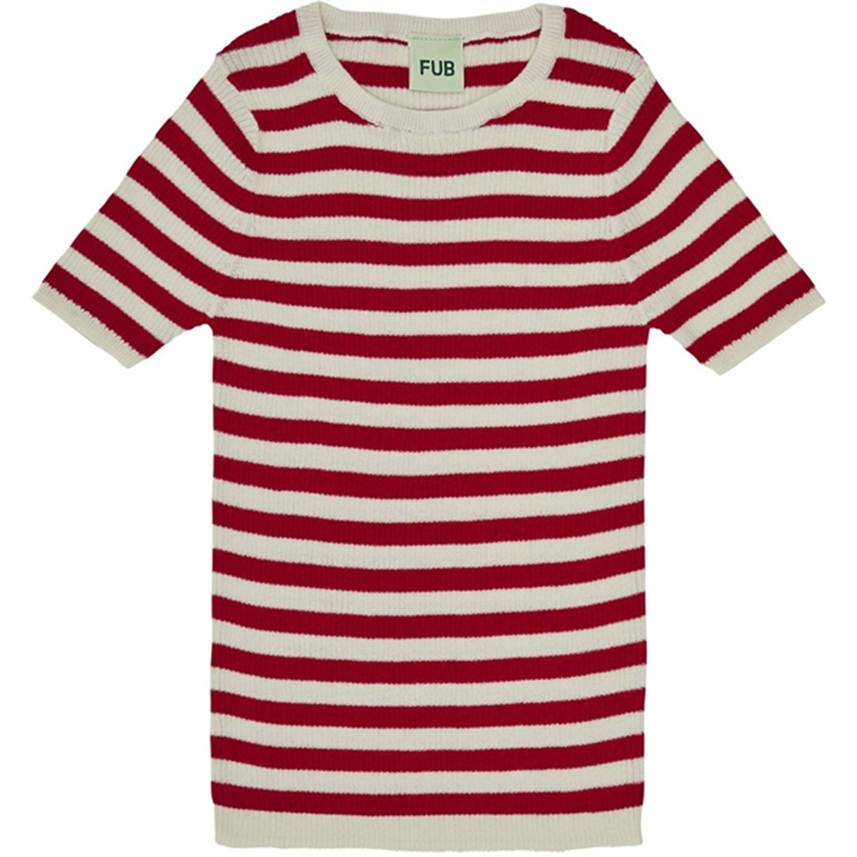 FUB Rib T-Shirt Ecru/Bright Red