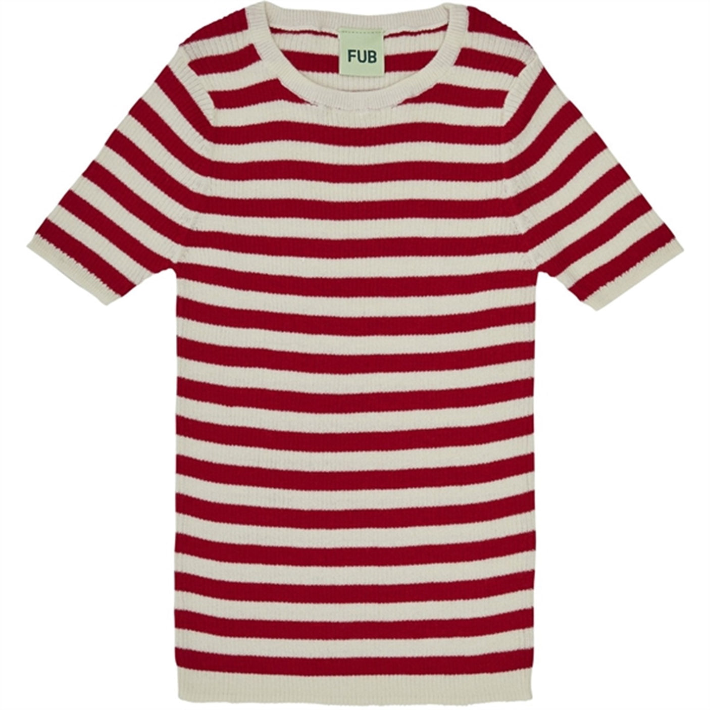 FUB Rib T-Shirt Ecru/Bright Red