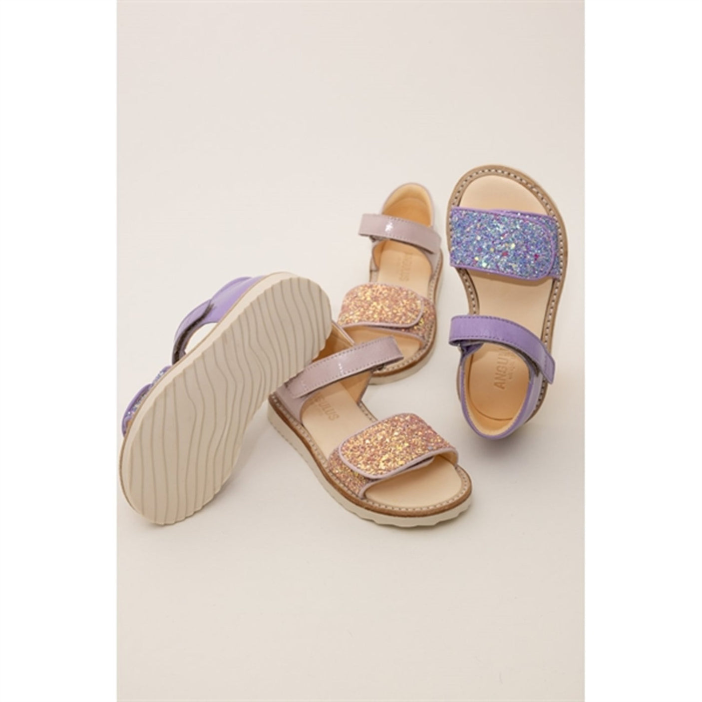 Angulus Sandals Pale Rose/Rose Glitter