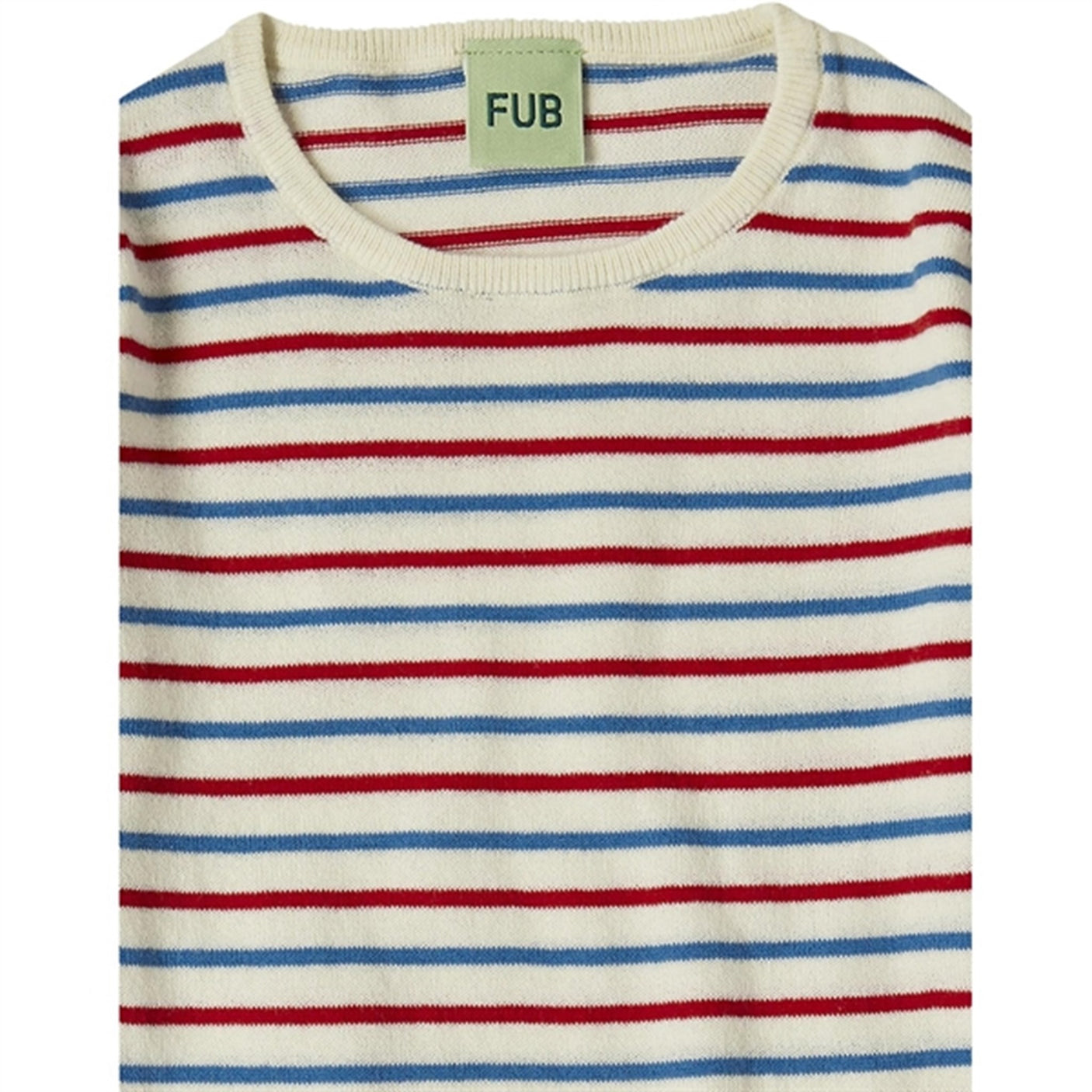 FUB Ecru/Azure/Crimson Red Contrast Striped Blouse