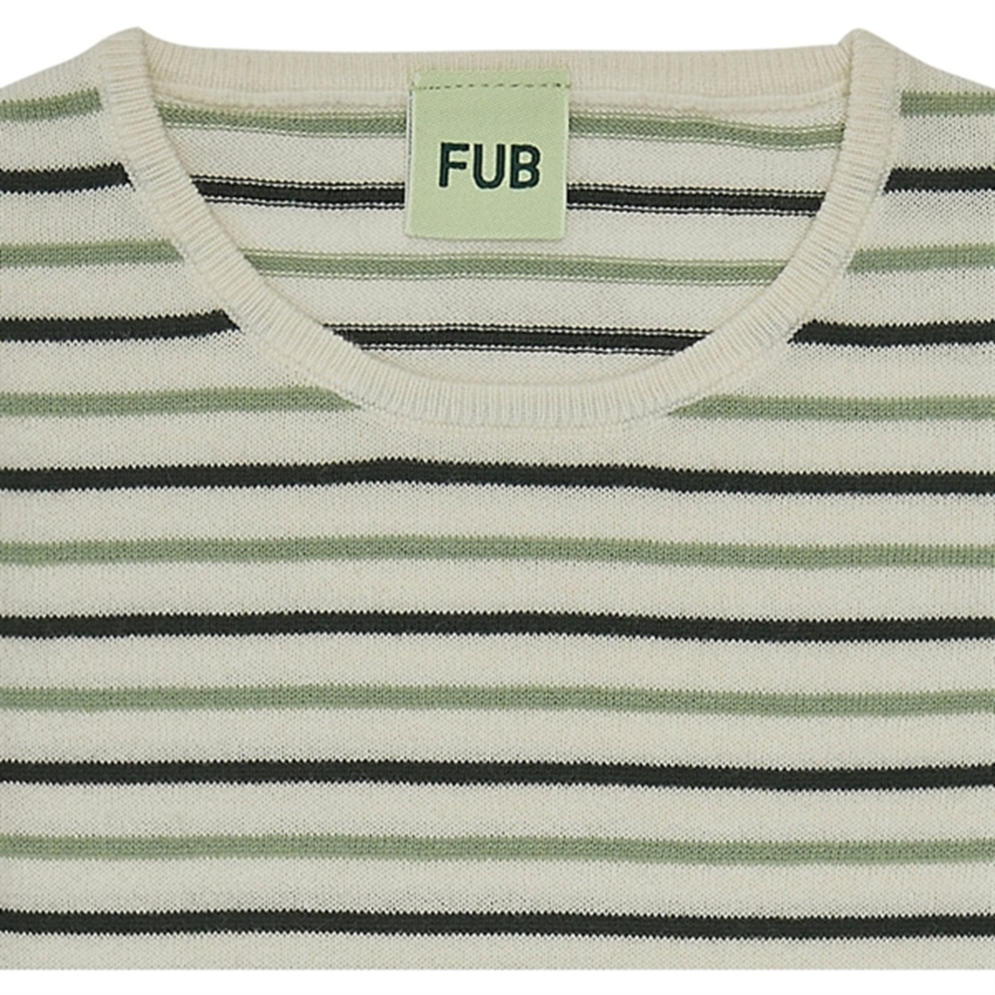 FUB Contrast Striped Blouse Ecru/Deep Green/Leaf 2