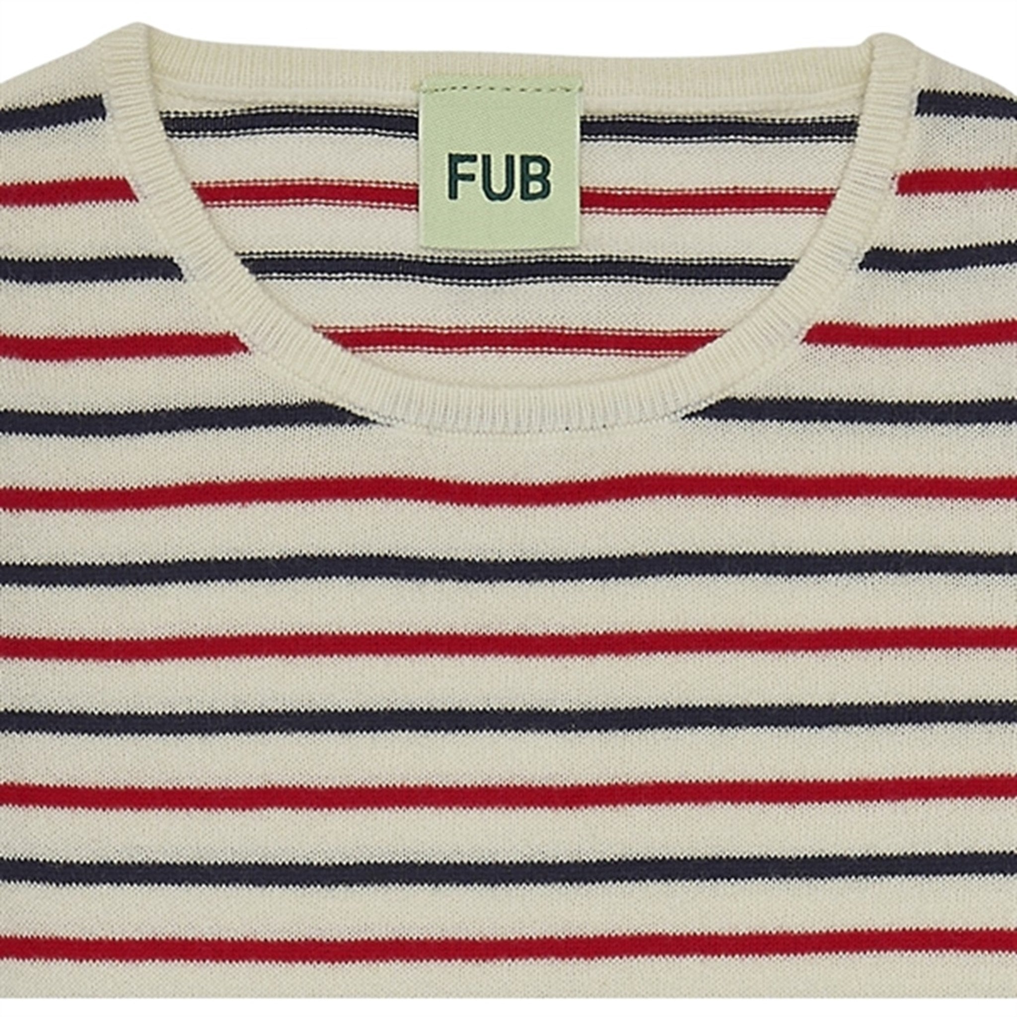 FUB Contrast Striped Blouse Ecru/Dark Navy/Bright Red 2