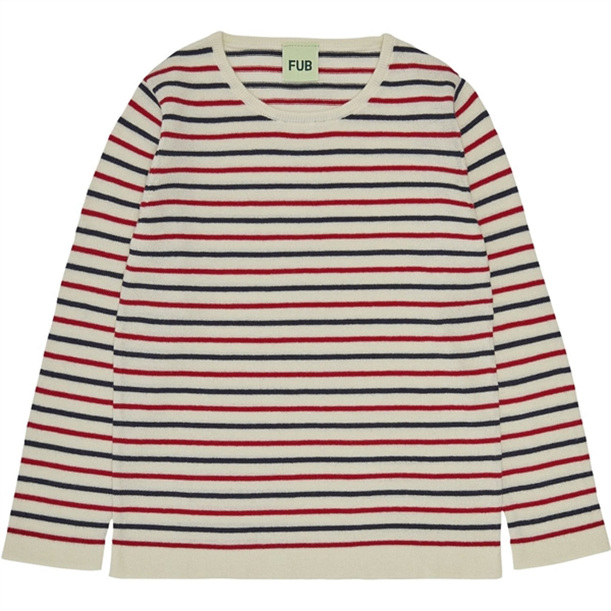 FUB Contrast Striped Blouse Ecru/Dark Navy/Bright Red