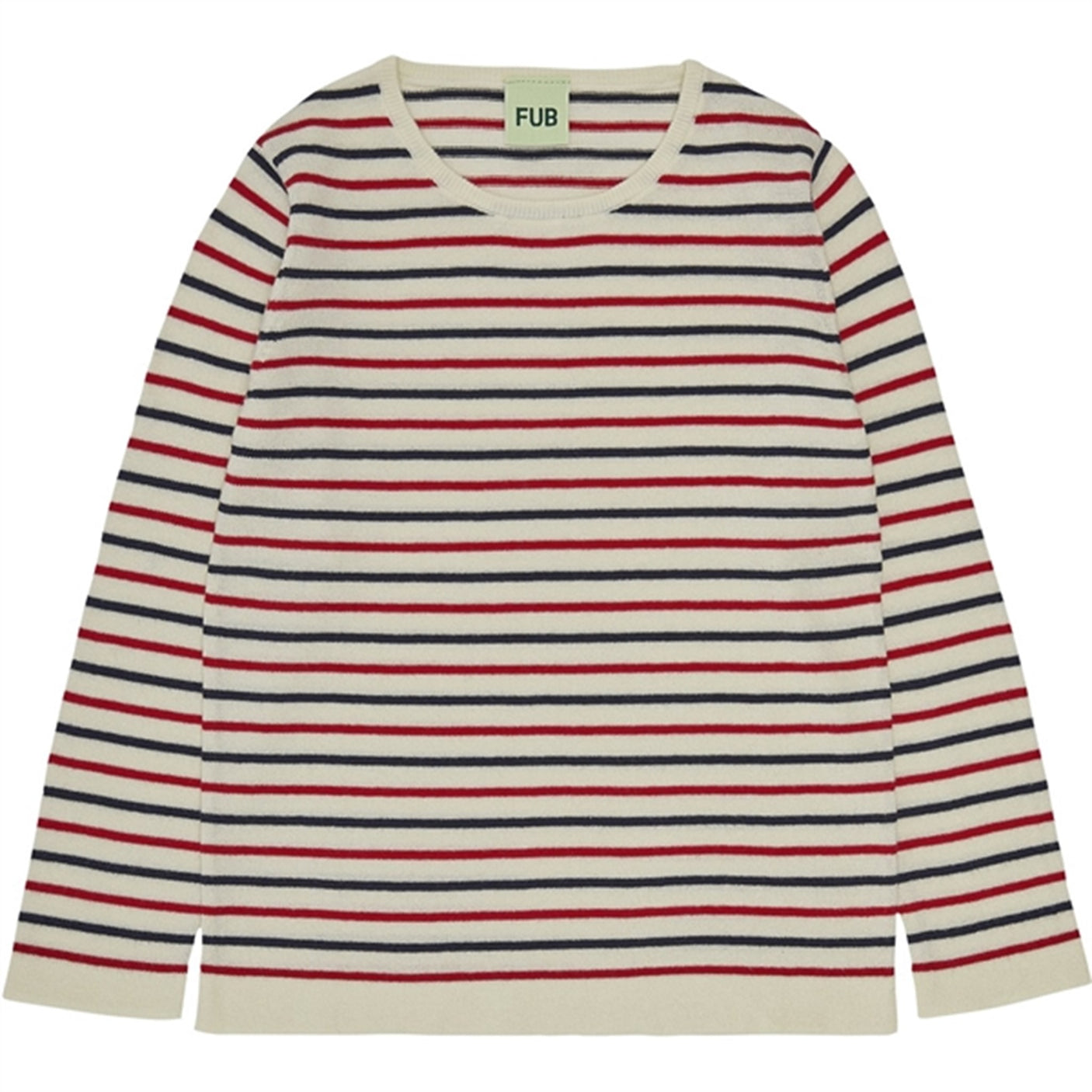 FUB Contrast Striped Blouse Ecru/Dark Navy/Bright Red