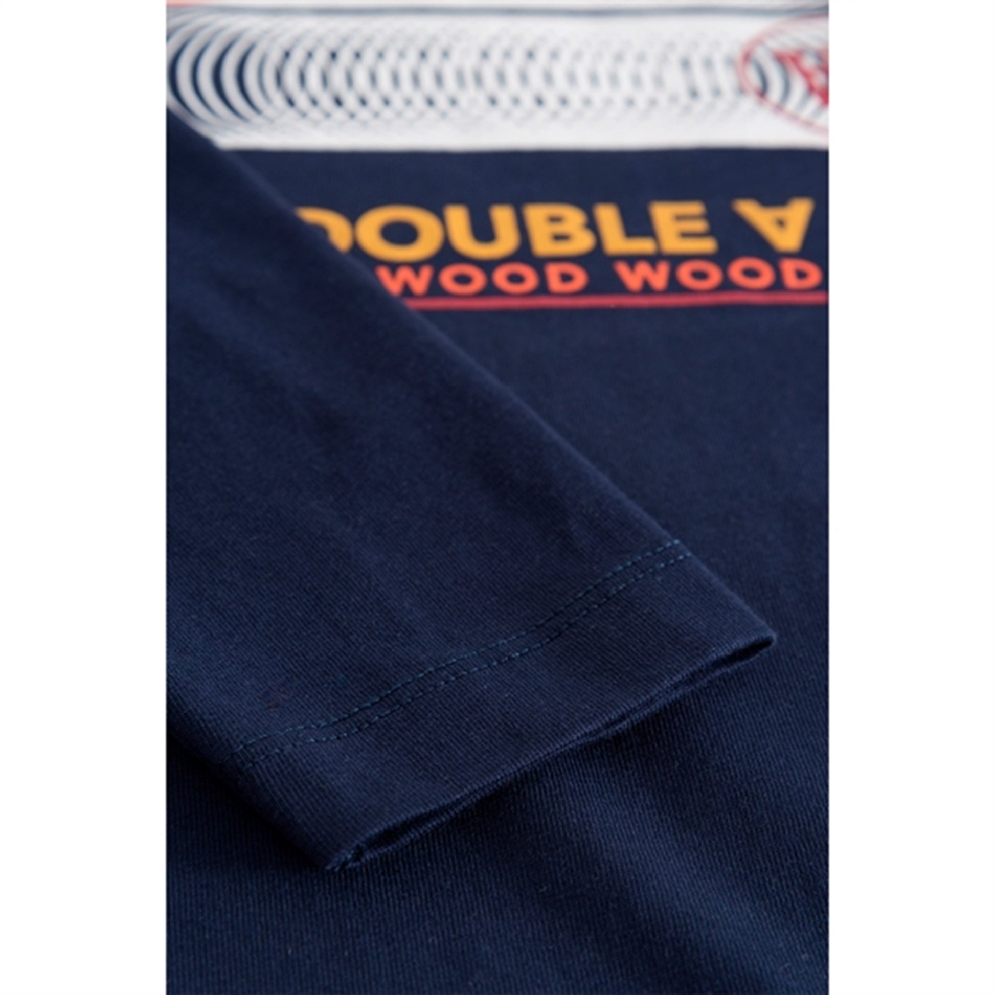 Wood Wood Navy Kim Stackes Logo Bluse