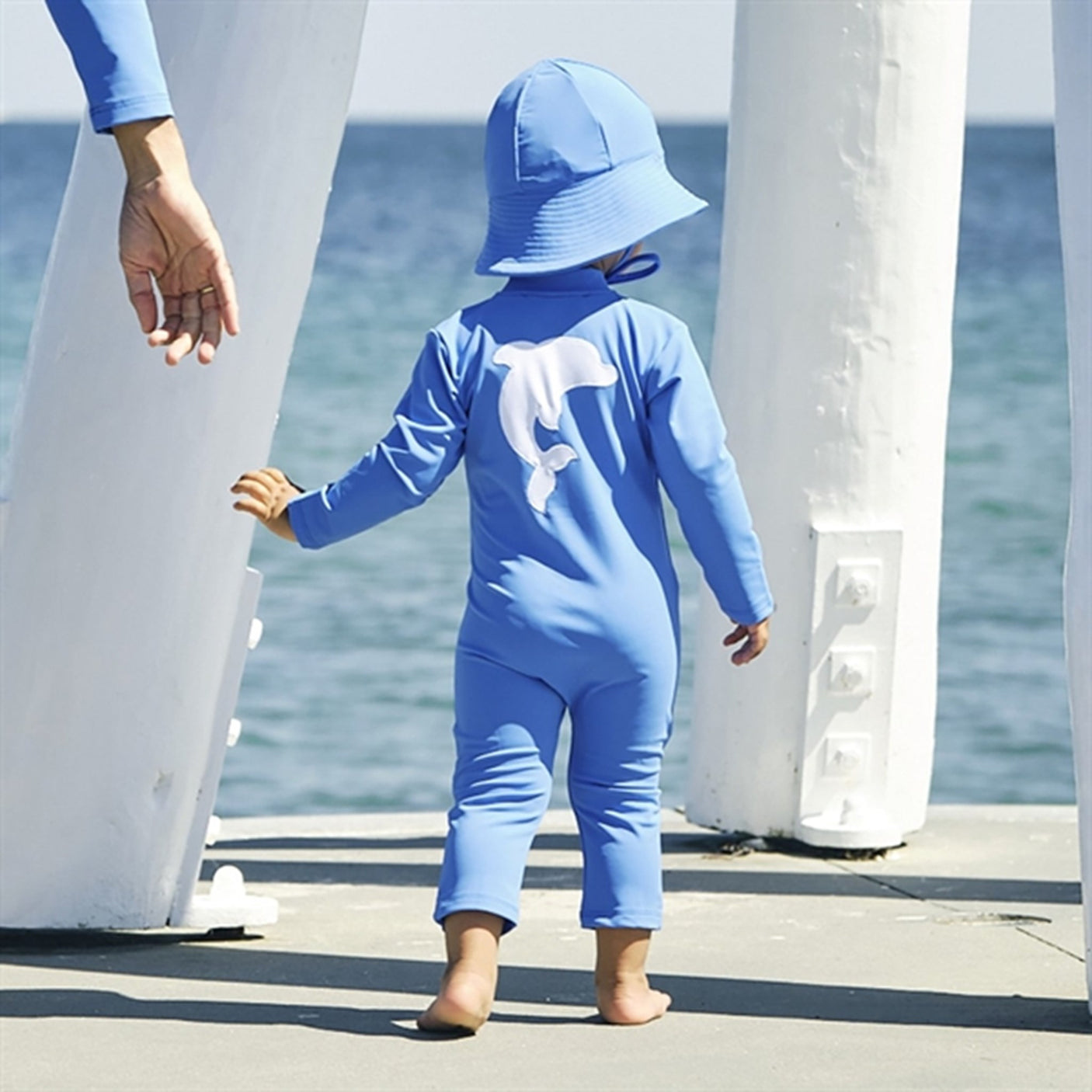 Petit Crabe Azure Lou Onesie with Zipper