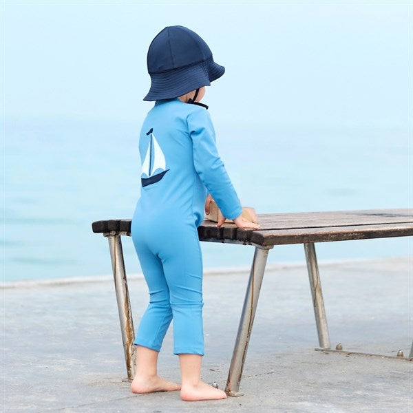 Petit Crabe Cornflower Lou Boat Bodysuit