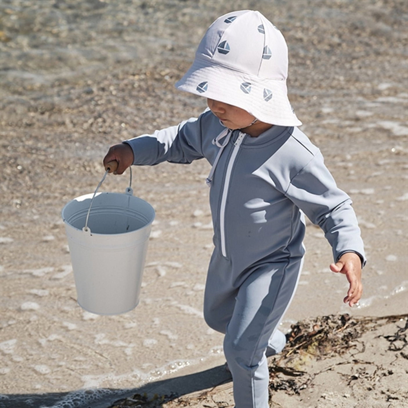 Petit Crabe Petrol Lou Onesie with Zipper