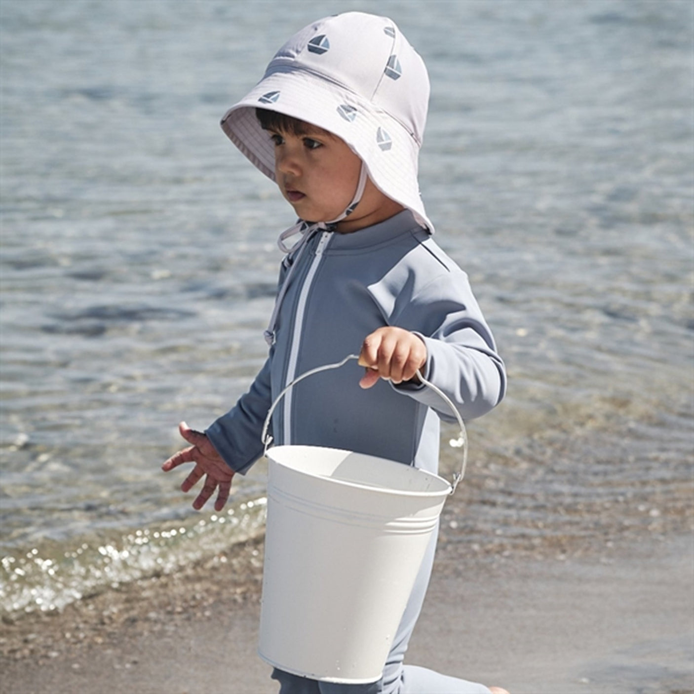 Petit Crabe Petrol Lou Onesie with Zipper