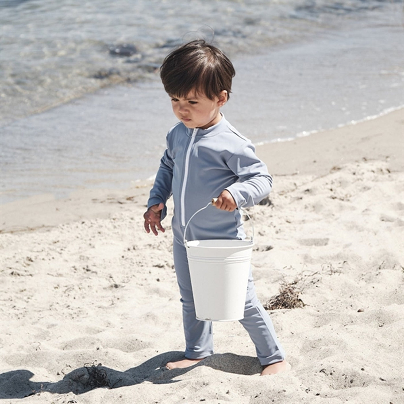 Petit Crabe Petrol Lou Onesie with Zipper