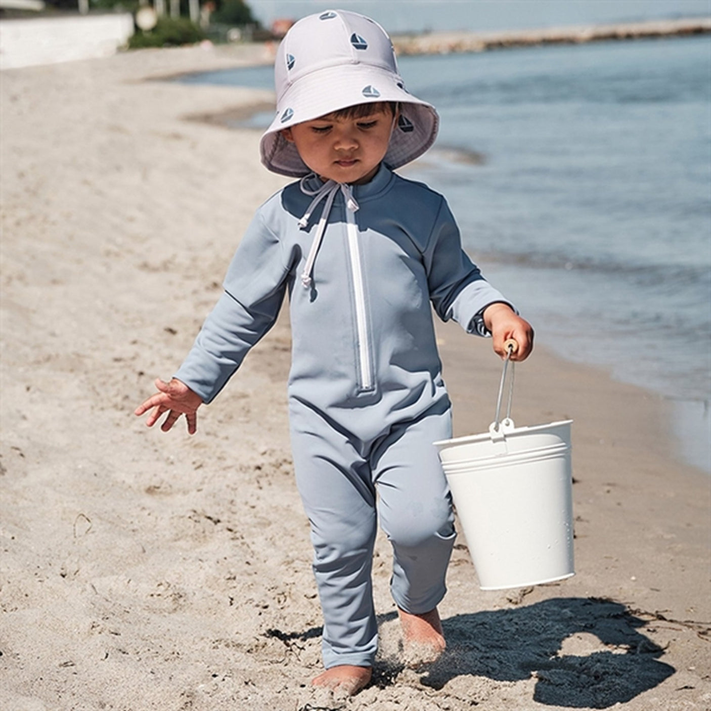 Petit Crabe Petrol Lou Onesie with Zipper