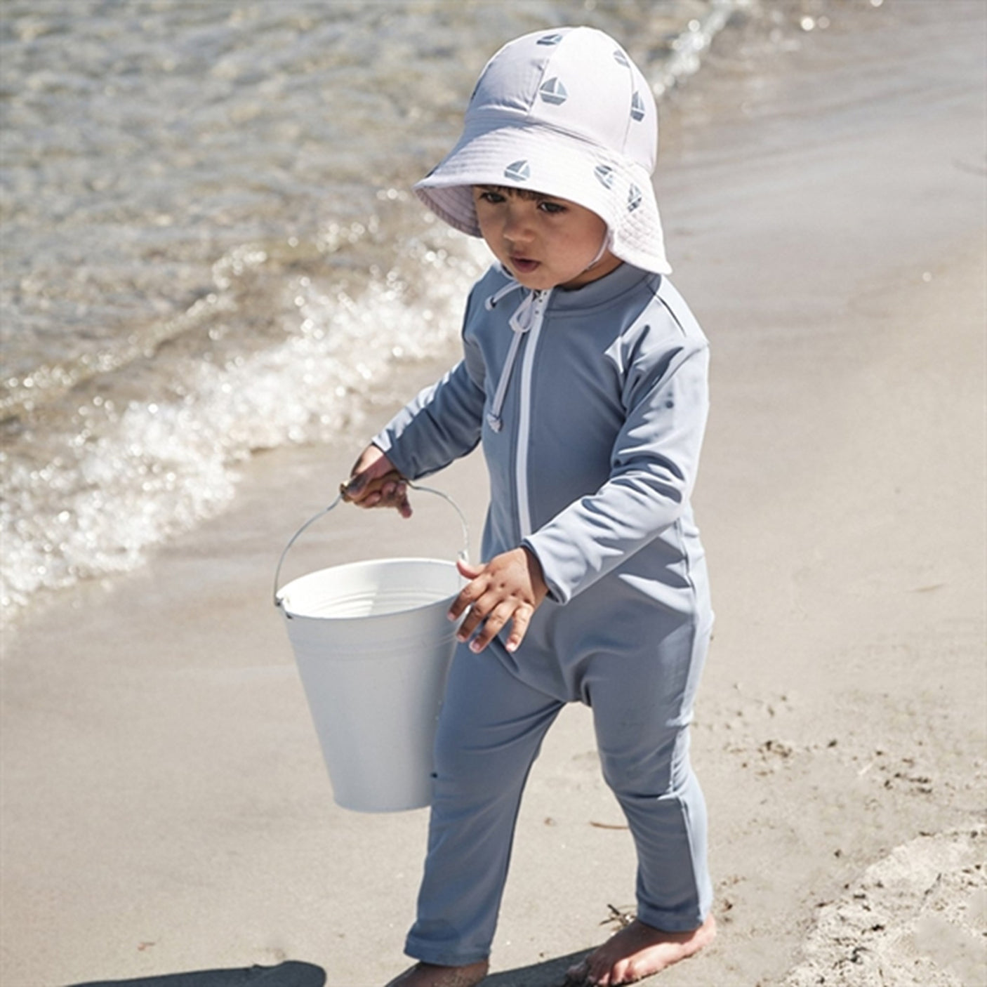 Petit Crabe Petrol Lou Onesie with Zipper