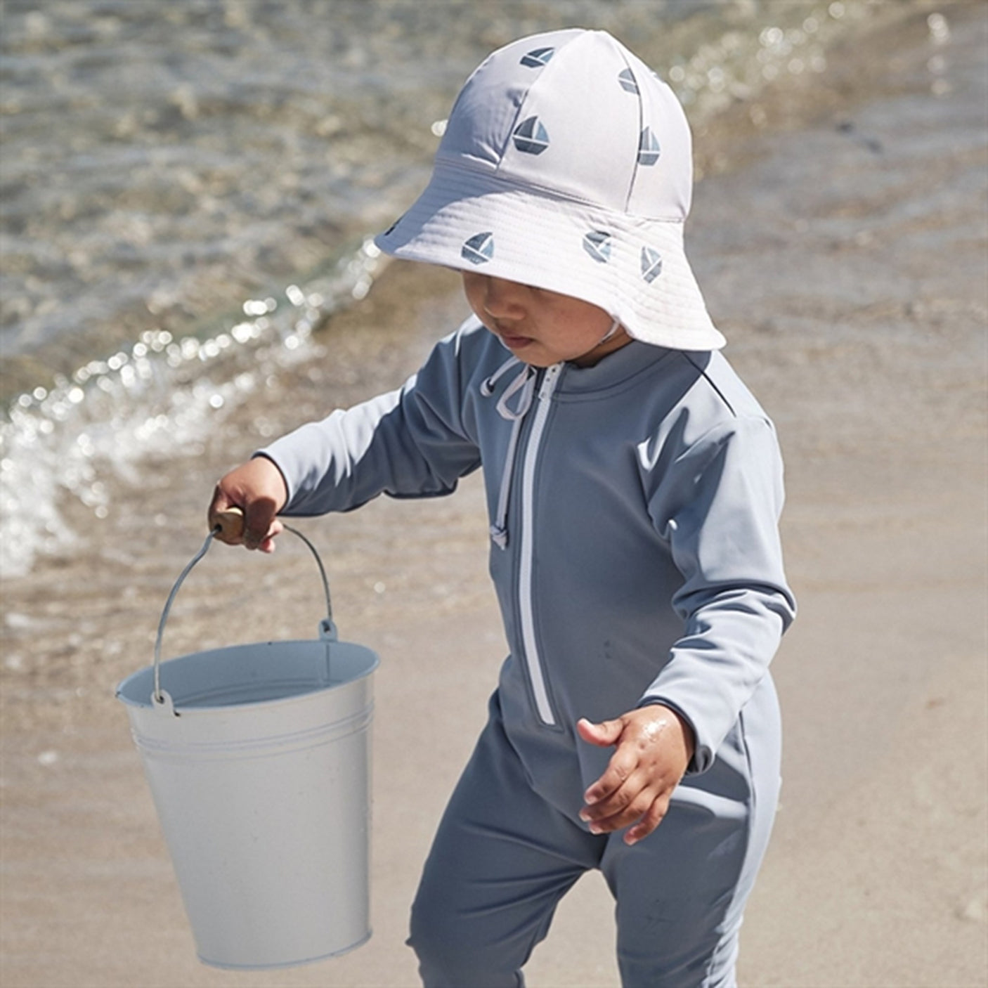 Petit Crabe Petrol Lou Onesie with Zipper