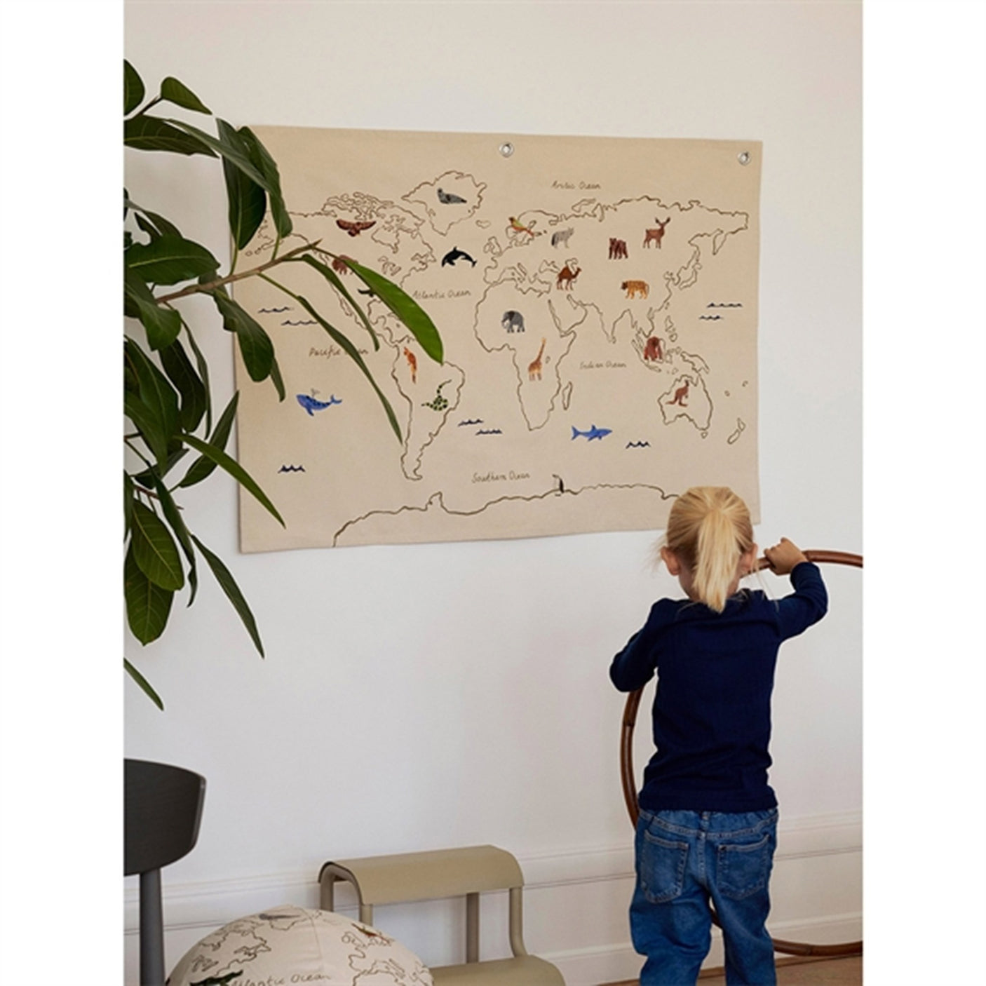 Ferm Living The World Textile Map Off-White