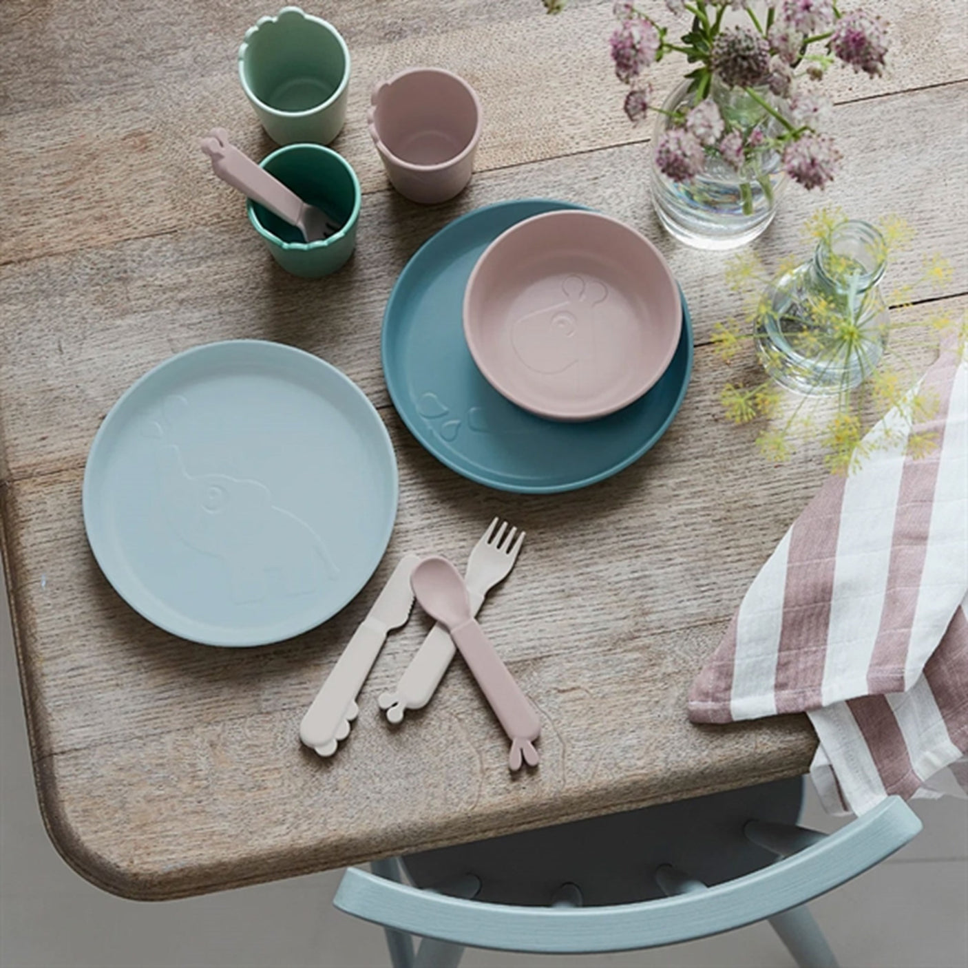 Done by Deer Kiddish Cutlery Set Deer Friends Powder