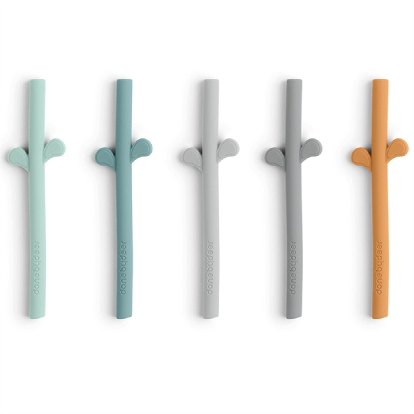 Done by Deer Peekaboo Silicone Straw 5-pack Blue Mix