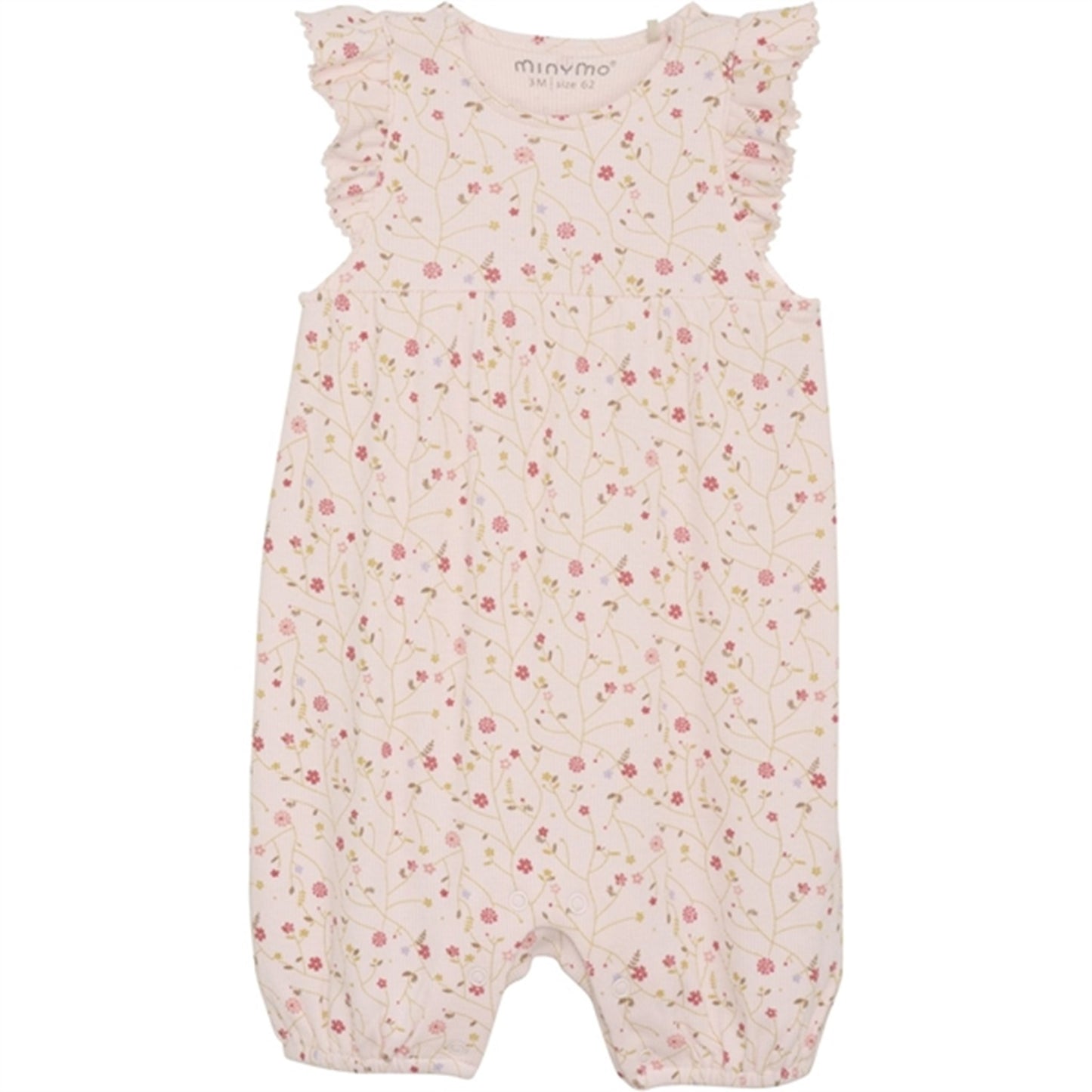 Minymo Pink Dogwood Onesie AOP Rib
