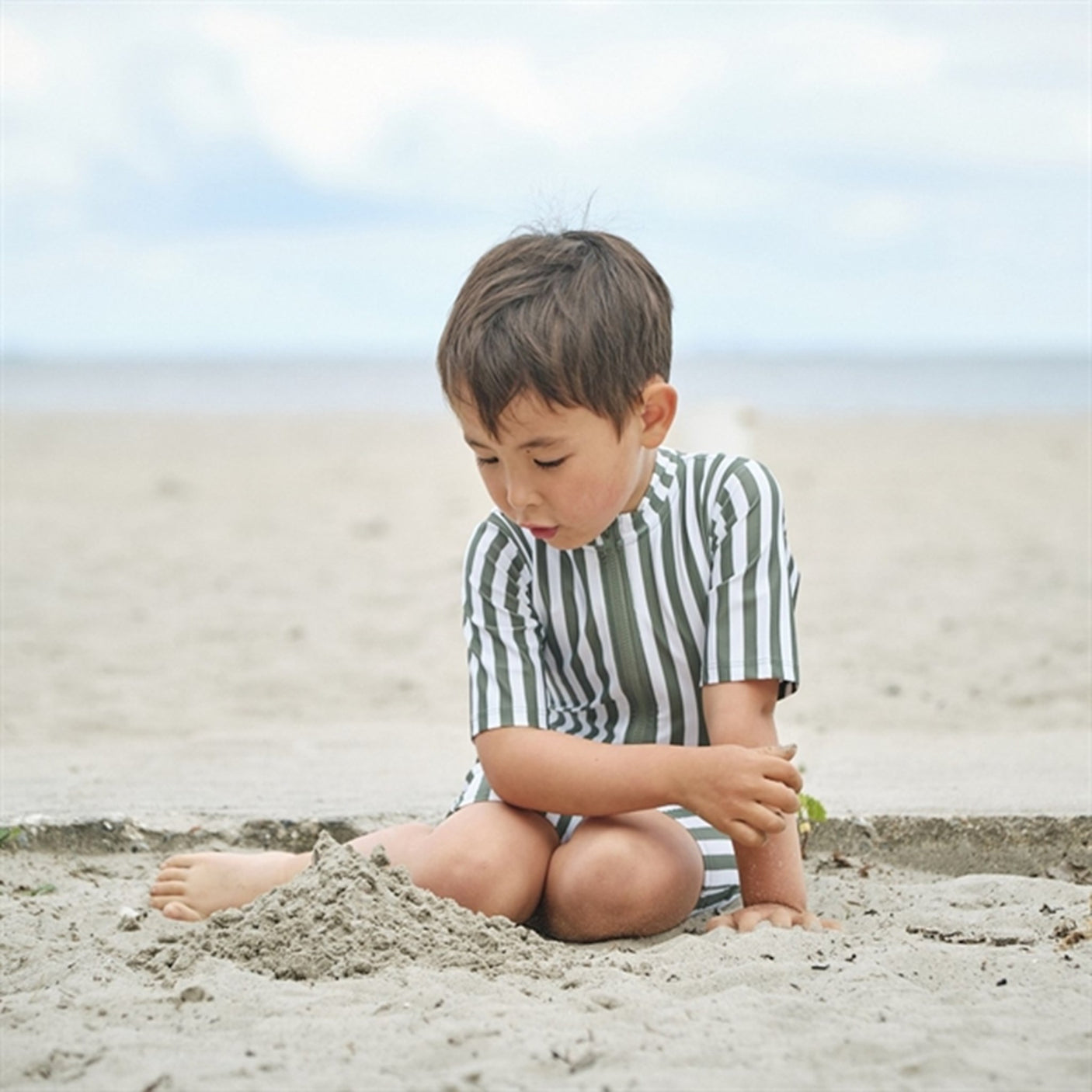 Petit Crabe Army Stripes Natsu Onesie with Zipper