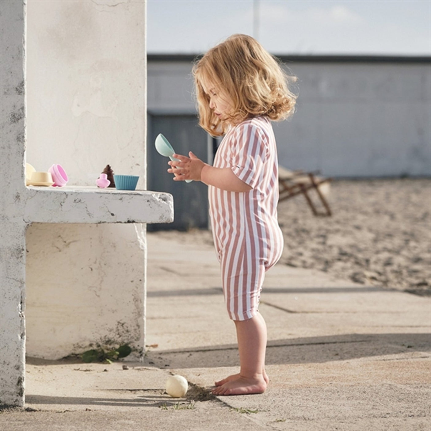 Petit Crabe Candy Stripes Natsu Onesie with Zipper