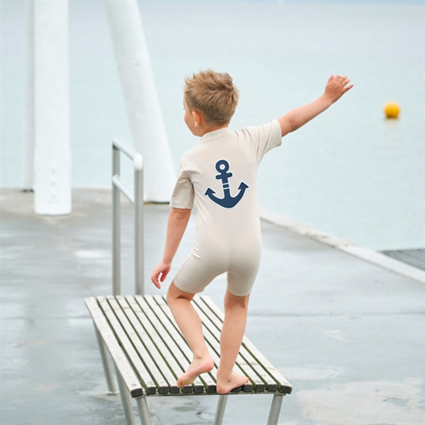 Petit Crabe Latte Noe Onesie with Zipper