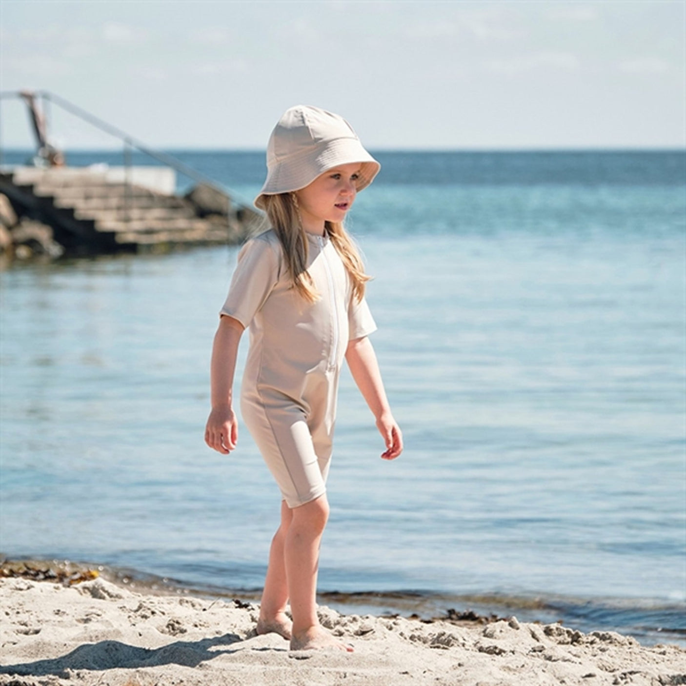 Petit Crabe Latte Noe Onesie with Zipper