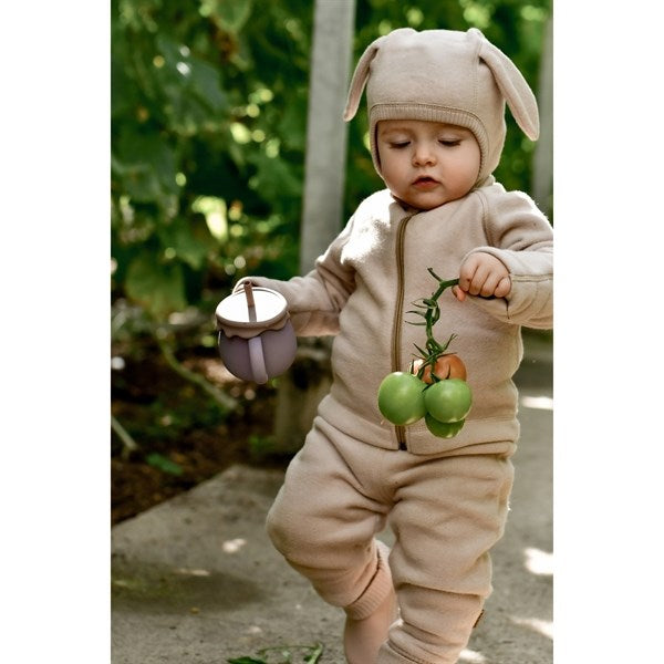 Mikk-Line Cotton Fleece Balaclava with Long Ears Warm Taupe