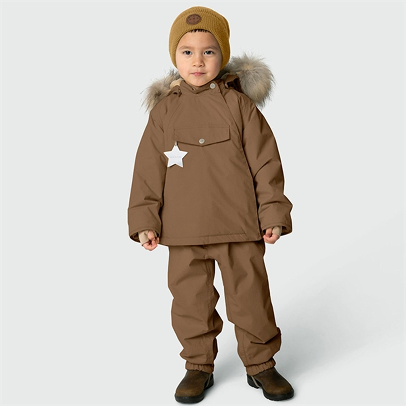 MINI A TURE Wang Fleece Fur Winter Jacket Wood