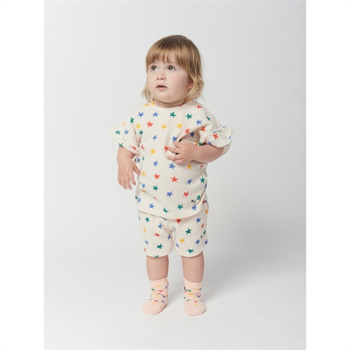 Bobo Choses Offwhite Multicolor Stars All Over Ruffle T-Shirt